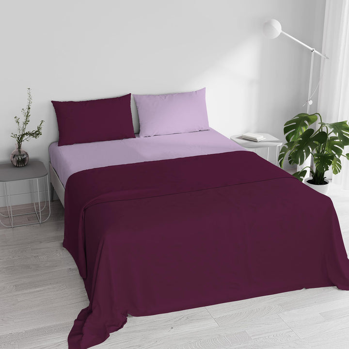 Italienische Bettwäsche Bedding lila/Fuchsia Doppelbett 250 x 300 cm 160 x 190 cm Pflaume/Lila, 160