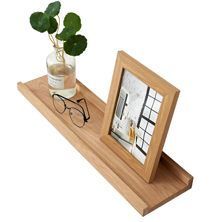 Schweberegal Eiche Massiv Bilderleiste Holz 60cm Wandregal für Küche, Wohnzimmer, Schlafzimmer, Bade