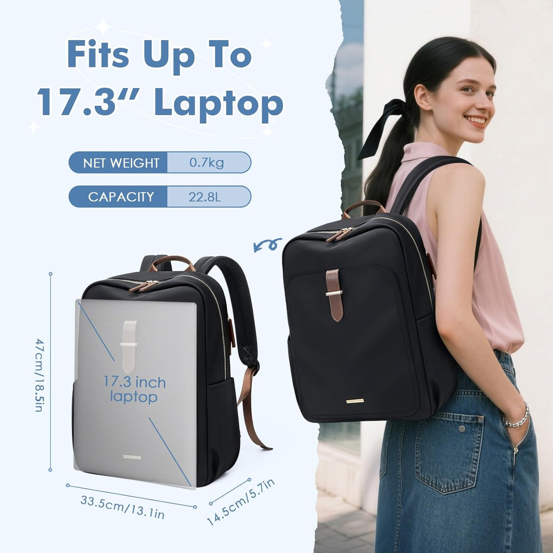 Rucksack Damen Herren Elegant, 17.3Zoll Laptop Rucksack Wasserdicht mit Laptopfach, Business Laptopt