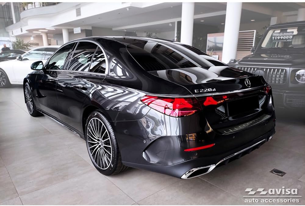 Avisa Schwarz Edelstahl Heckstossstangenschutz kompatibel mit Mercedes E-Klasse W214 Limousine 2023-