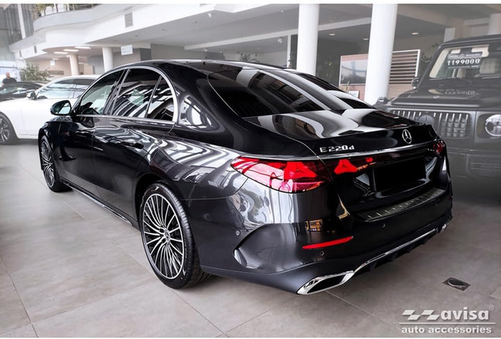 Avisa Schwarz Edelstahl Heckstossstangenschutz kompatibel mit Mercedes E-Klasse W214 Limousine 2023-