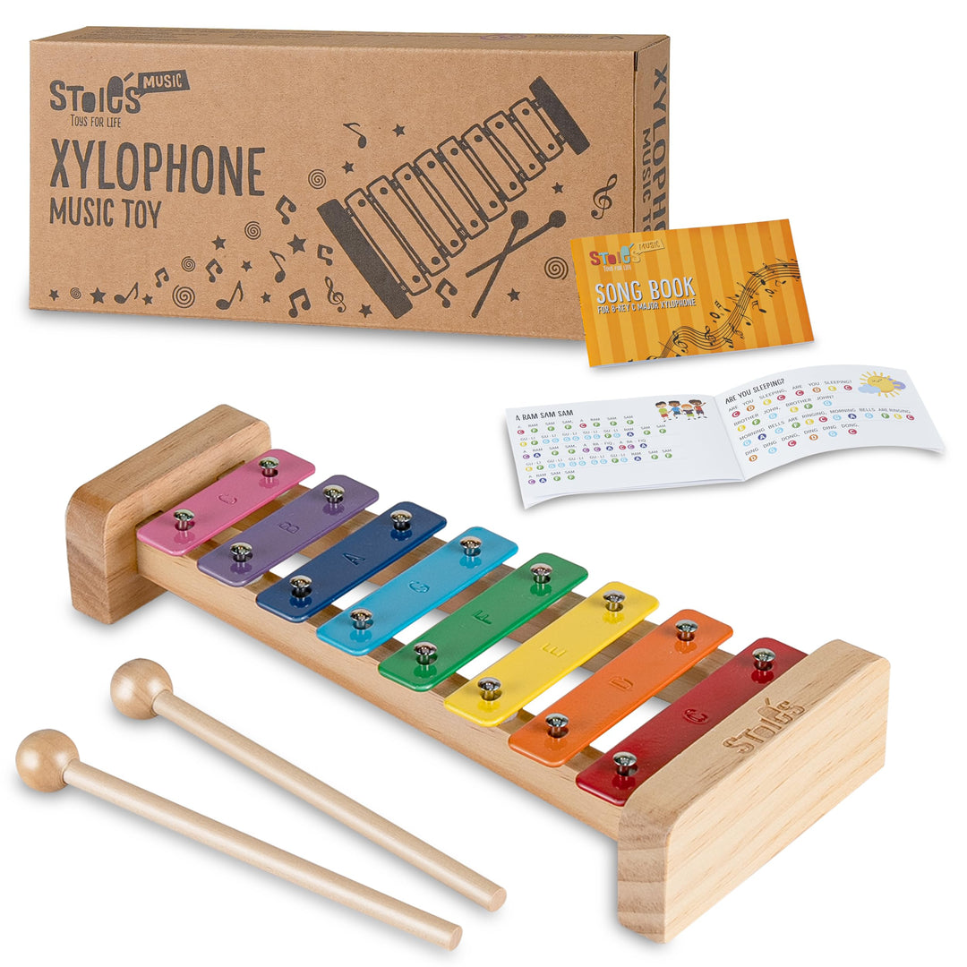 Stoie's 8 Fliesen Regenbogenfarben C-Key Xylofon Klavier Keyboard Spielzeug für Kinder Kleinkinder m