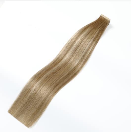HotLulana Tape Extensions Echthaar Hellbraun Mix Dunkelblond Invisible Tape Extensions Echthaar Bala
