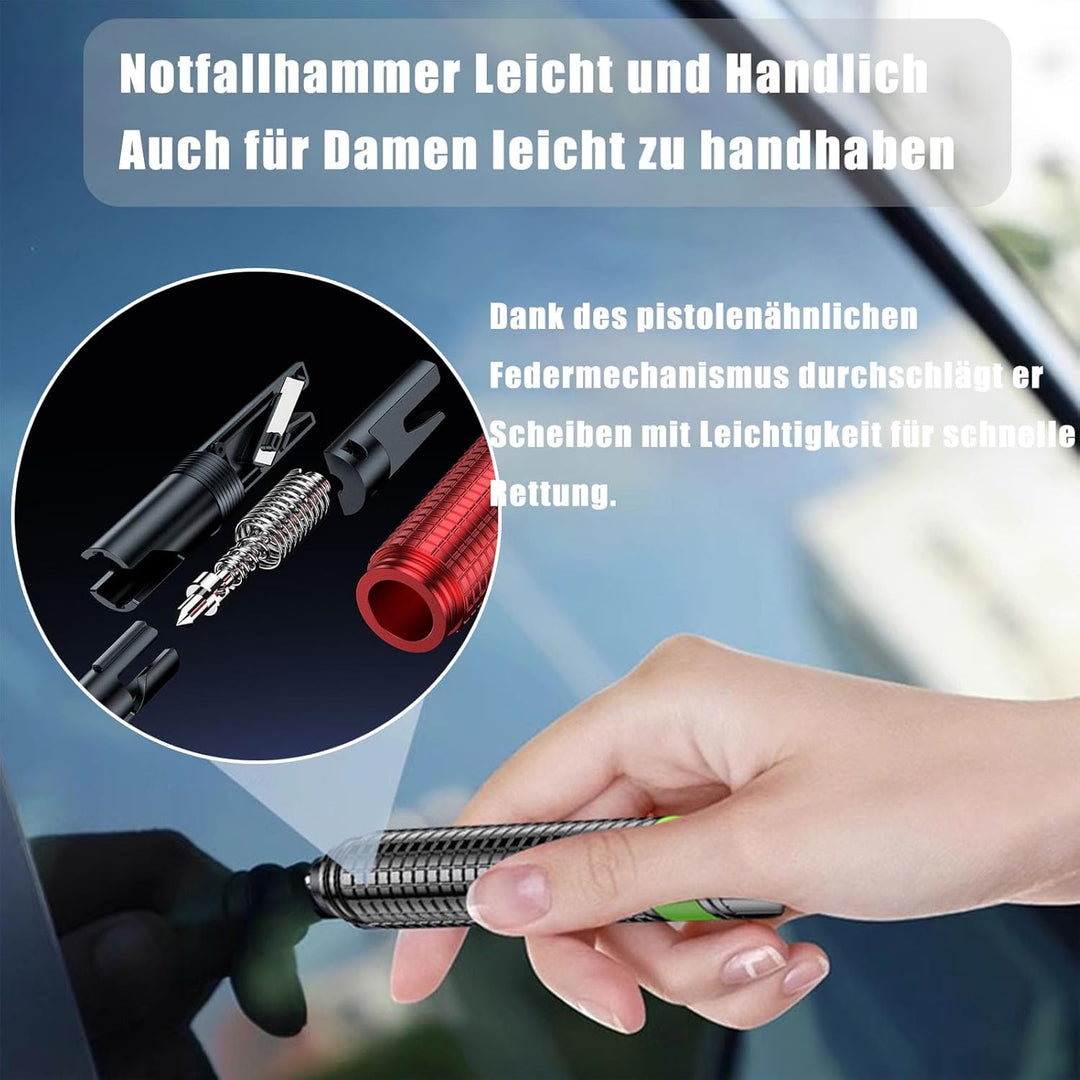 Nothammer Auto mit Gurtschneider, 2 in 1 Gurtschneider Notfallhammer 2 Stück Sicherheitshammer Glasb