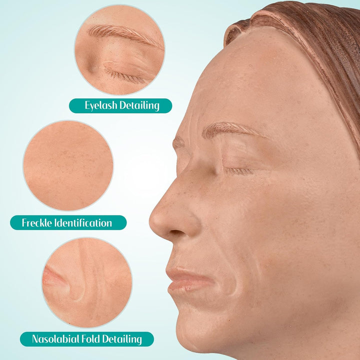 Silikon-Injektions-Mannequin-Gesichtstrainingsmodell, Make-up-Kopfmodell mit häufigen Gesichtsproble