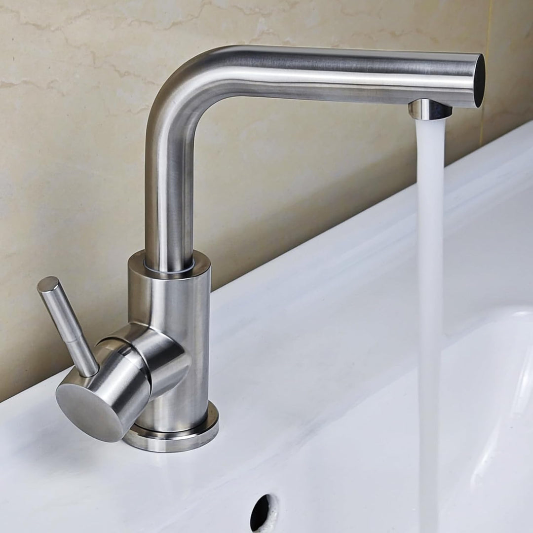 Wasserhahn Bad, SEMANEY 360° Drehbar Waschbecken Armaturen, Einfache Montage Einhebelmischer Waschbe