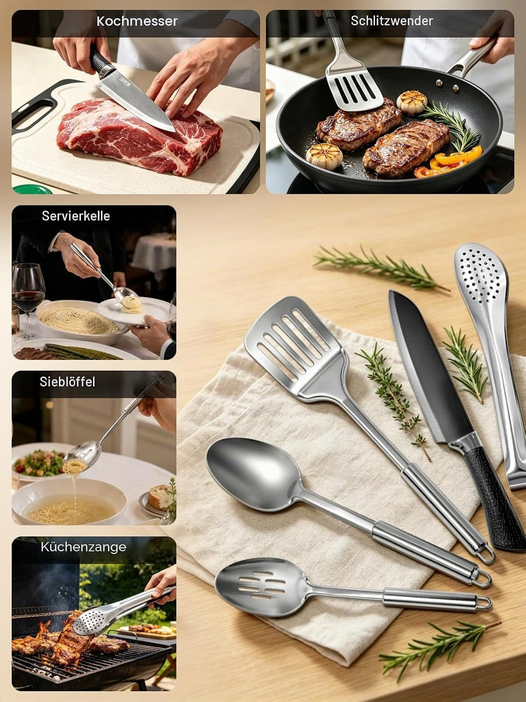 Camping-Kochgeschirr, 15pcs Camping Zubehör Kochen Camp Essentials Edelstahl Outdoor Kochgeschirr mi