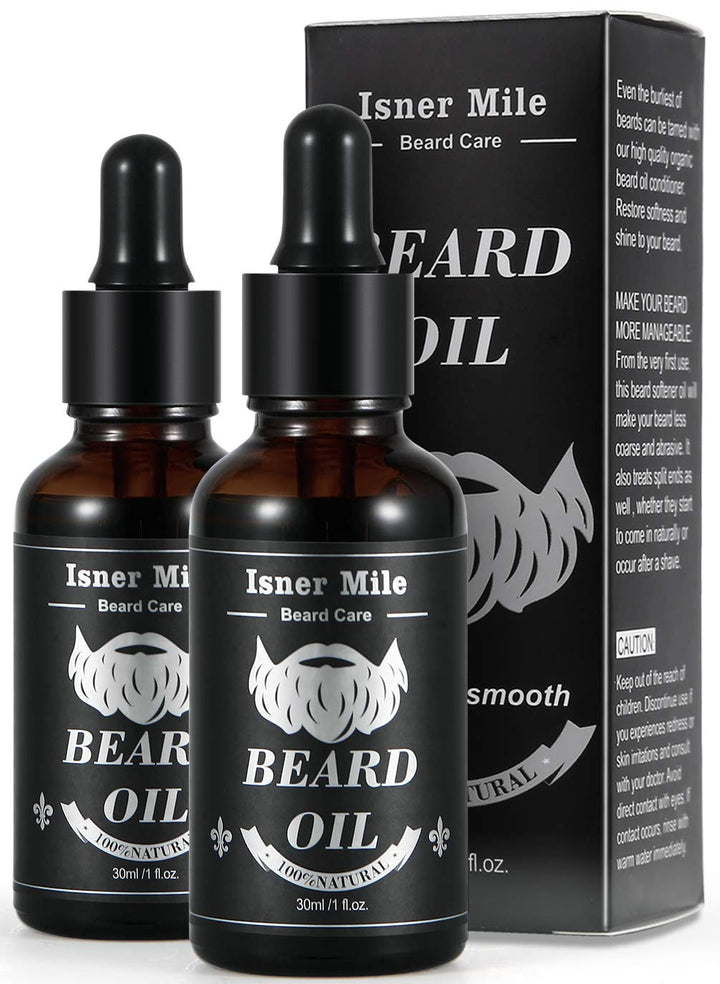 Upgraded 2 Pack Beard Oil Serum Conditioner for Men Beard Mustaches Growth, Soften, Moisturizing & S