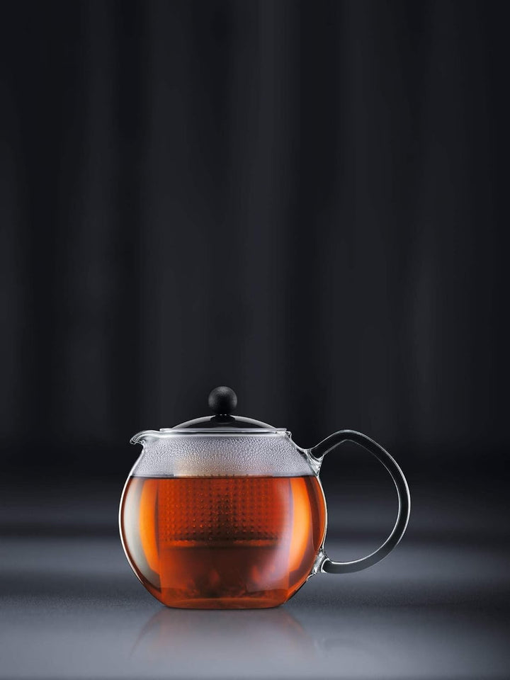 Bodum ASSAM Teebereiter (Glasgriff, Farbiger Deckel, Permanent Kunststofffilter, 1,0 liters) schwarz