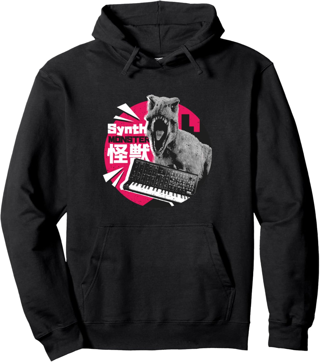Lustiger Dinosaurier T Rex mit Synthesizer Pullover Hoodie