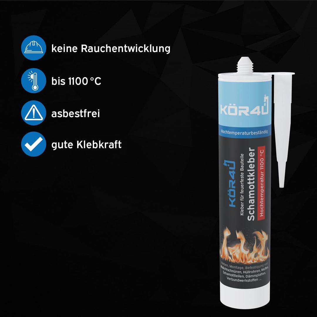 3x kör4u Schamottkleber 310ml, beige, Kleber für feuerfeste Bauteile, perfekt zur Reparatur von besc