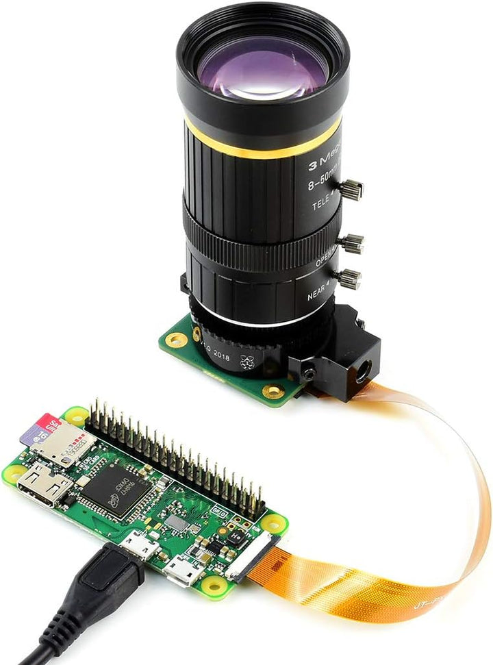 Waveshare Quality Industrial Zoom Lens 8-50mm Adjustable Focal Length with Adjustable Angle of View