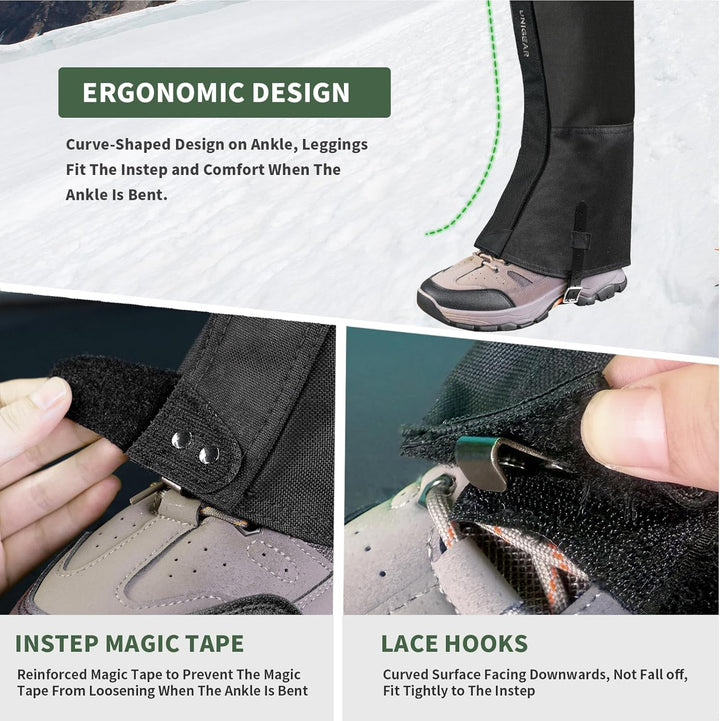 Unigear Outdoor Gamaschen, 1000D wasserdichte Gamaschen, Fabric Boot Gamaschen zum Wandern, Trekking