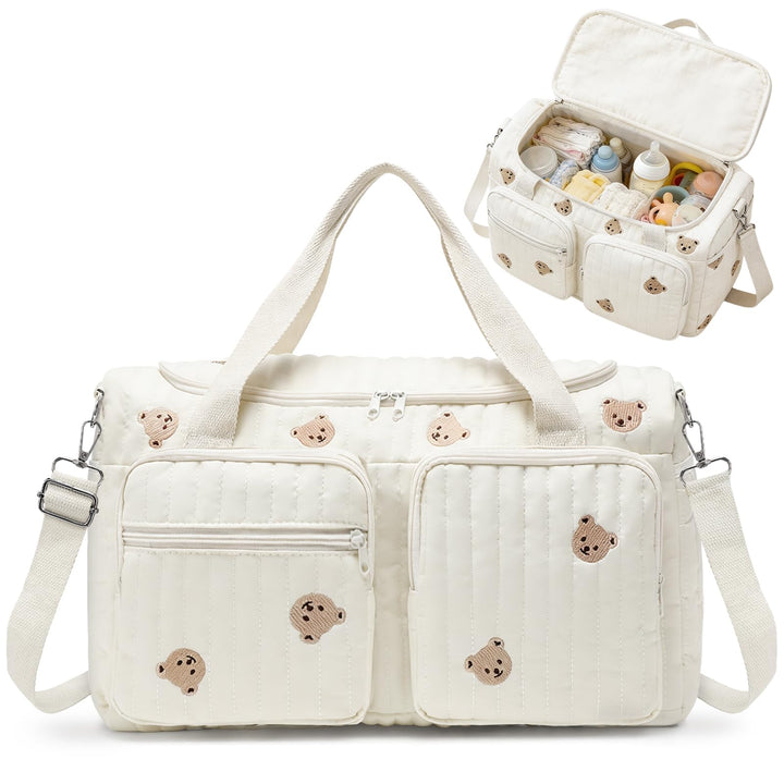Aucuu Wickeltasche, Babytasche Mama Tasche, Kliniktasche Geburt Stickerei, Gross Mommy Bag, Henkelta