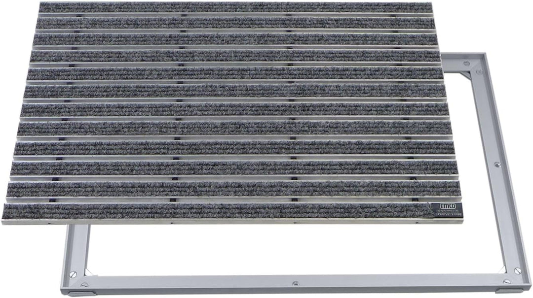 EMCO Eingangsmatte DIPLOMAT Rips hellgrau 12mm + ALU Rahmen Fussmatte Schmutzfangmatte Fussabtreter