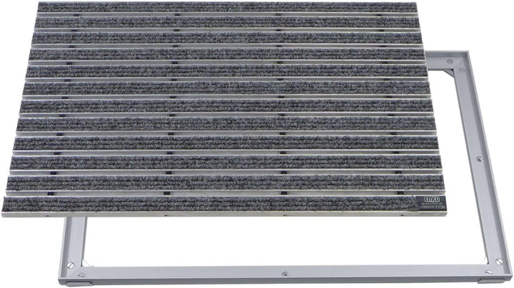 EMCO Eingangsmatte DIPLOMAT Rips hellgrau 12mm + ALU Rahmen Fussmatte Schmutzfangmatte Fussabtreter
