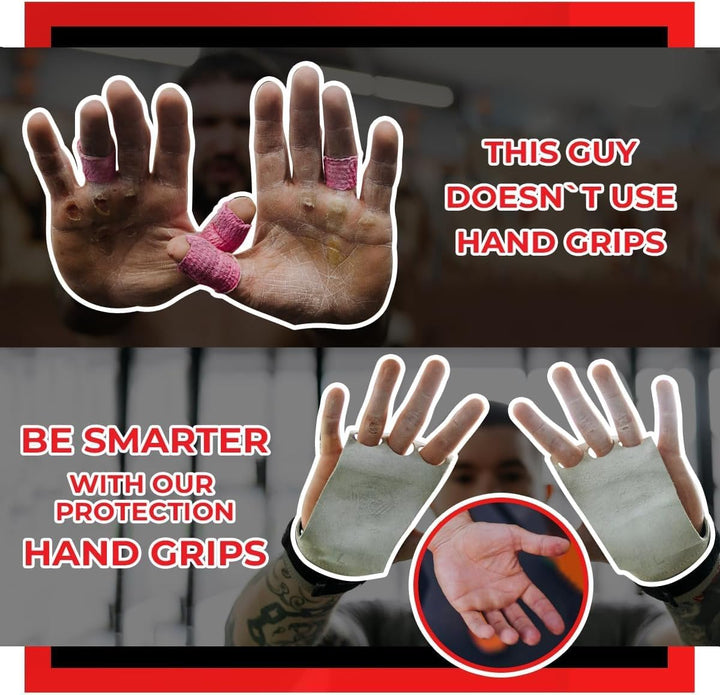 WARM BODY COLD MIND Leder Hand Grips - 3-Loch Handschuhe für Gewichtheben, Gymnastik, Crossfit, Pull