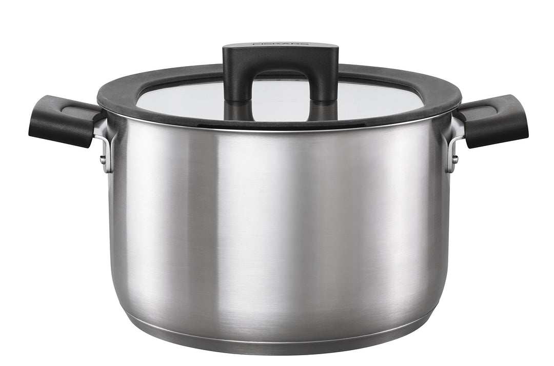 Fiskars Kasserolle mit Deckel, Ø 22 cm, Füllmenge: 5 Liter, Für alle Kochfelder geeignet, Rostfreier