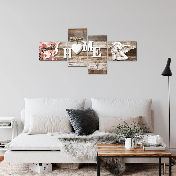 Runa Art Bild Modern Home - Made in Germany - Wandbilder Holzoptik Beige Rosa 4 Teilig 031042a 100 x