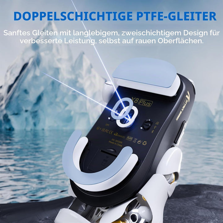 ATTACK SHARK X8 Serie Kabellose Gaming-Maus, 55–65 g Superleicht, PixArt PAW3395/3950 Sensor, BT/2.4