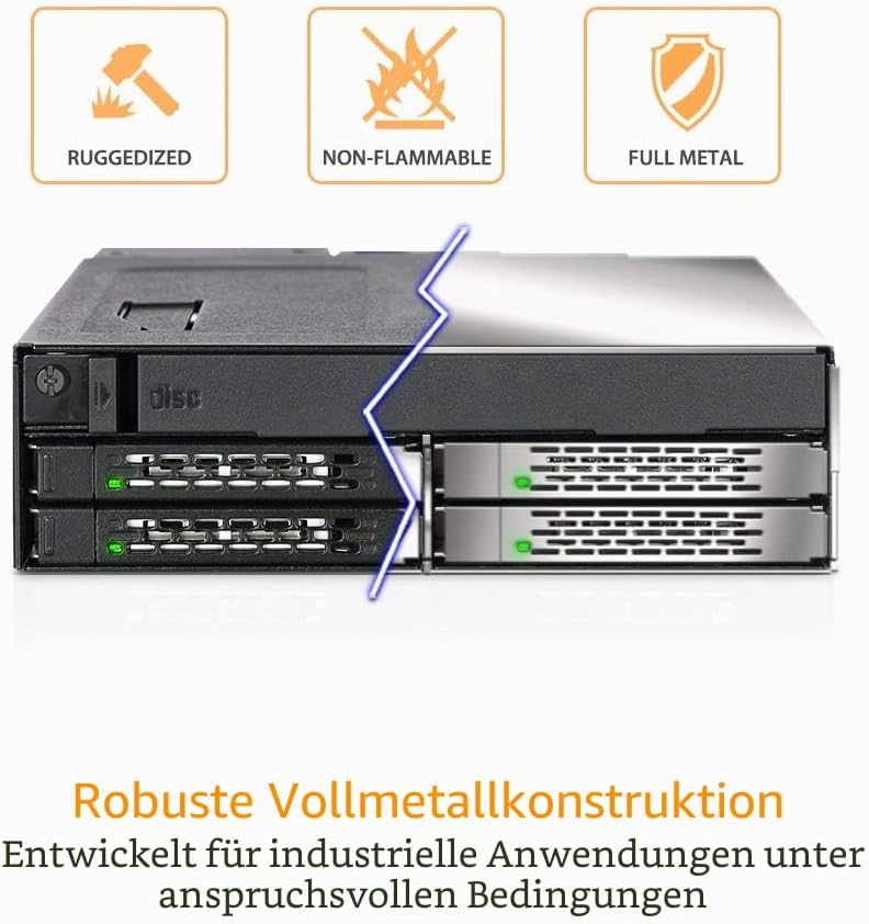 ICY DOCK ToughArmor MB604SPO-B - Wechselrahmen für 2X 2,5 Zoll SATA/SAS SSD/HDD und 1x SATA (Ultra)