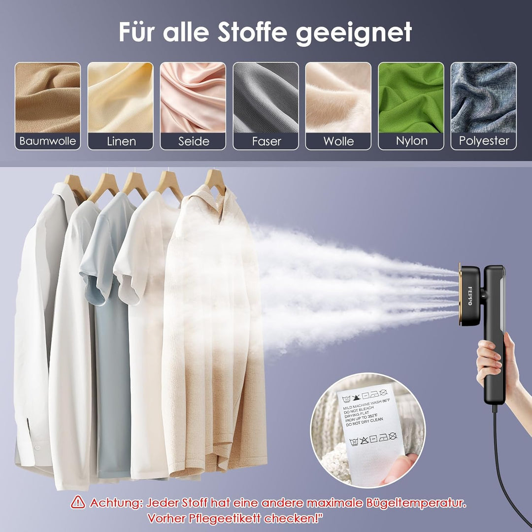 FEPPO Steamer Dampfglätter, 110-240V Dual Voltage Reise Dampfglätter, 2 in1 Tragbarer Handheld Steam