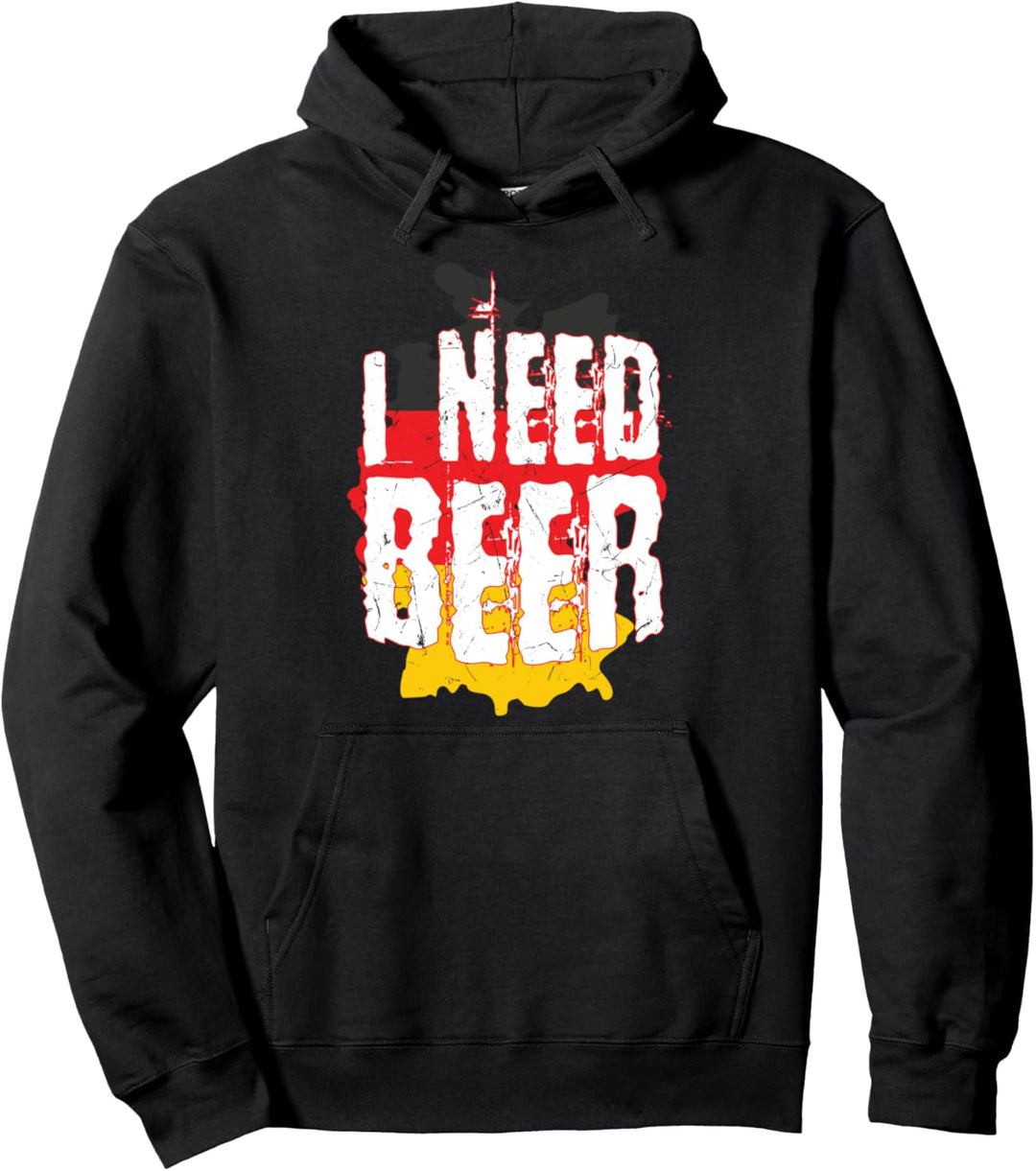 I Need Beer Oktoberfest deutsche Brezel Bierglas Geschenk Pullover Hoodie
