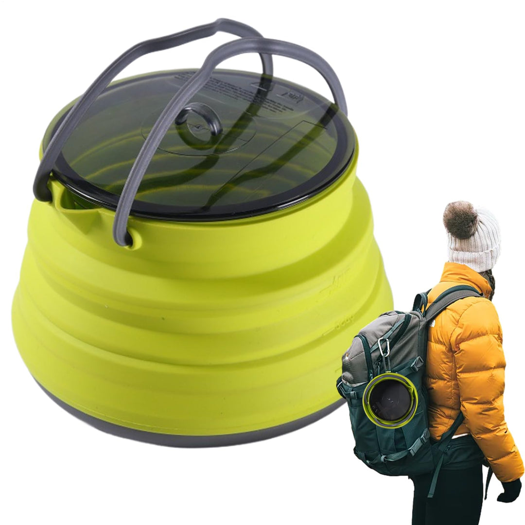 Silikon-Camping-Kochtopf, faltbarer Kaffeekessel, 1,5 l Wasserbehälter mit grossem Fassungsvermögen,