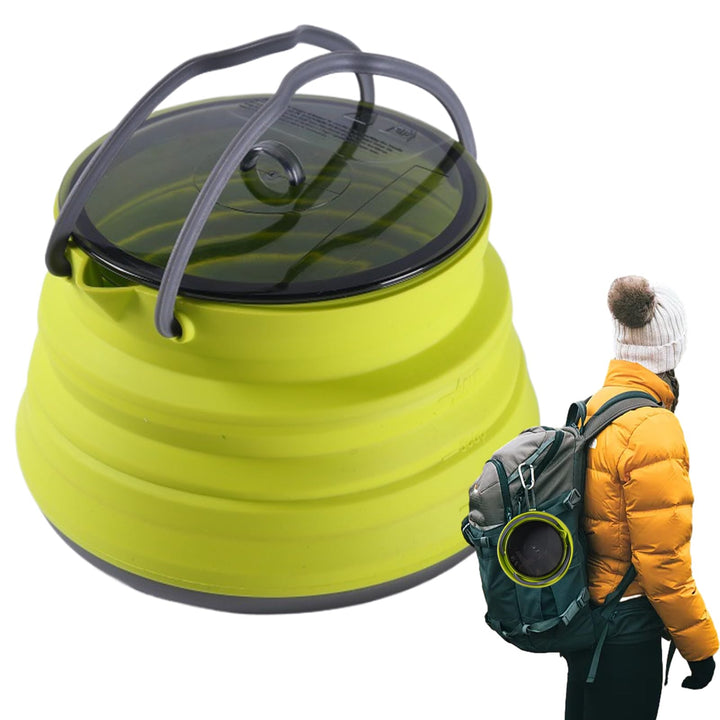 Silikon-Camping-Kochtopf, faltbarer Kaffeekessel, 1,5 l Wasserbehälter mit grossem Fassungsvermögen,