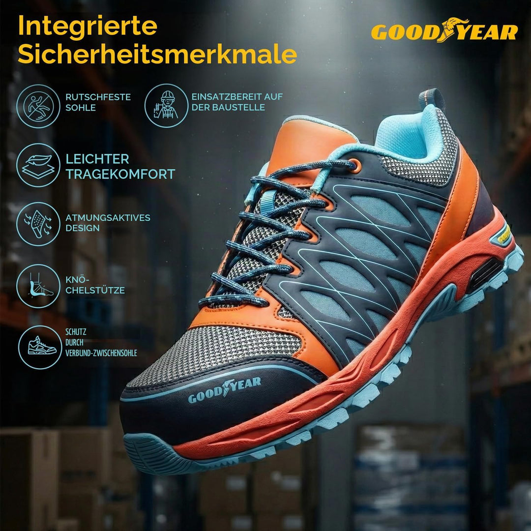 Goodyear Herren metallfreie Arbeitssicherheitsschuhe, Orange Blau, 45 EU Orangeblau 45 EU, Orangebla