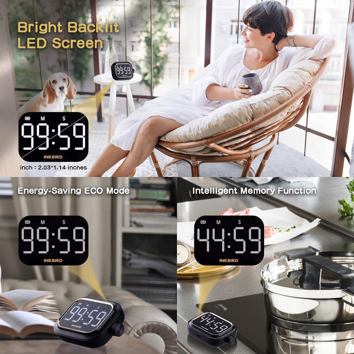 Inkbird Eieruhr, Küchentimer wiederaufladbarer 4 Stufen Alarm Produktivitäts eieruhr digital IDT-02,