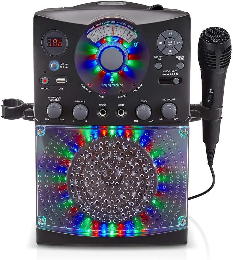 Karaoke System with Bluetooth Connection - Singing Machine SML385U in Black for Europe - LED Light E