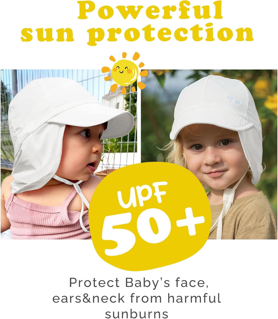 FURTALK Baby Sonnenhut mit Nackenklappe Kleinkind Kinder UPF 50+ Einstellbare Jungen Mädchen UV-Schu