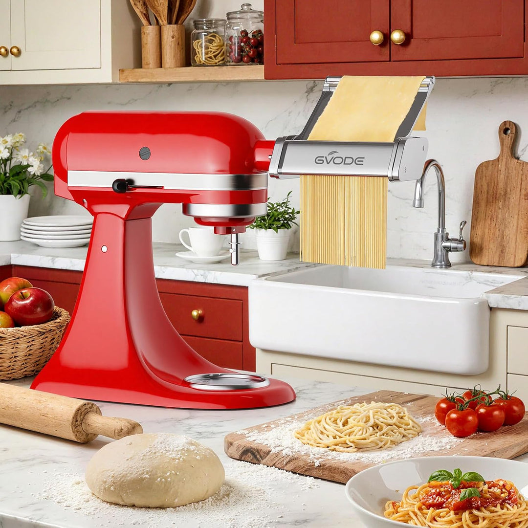 GVODE Nudelaufsatz für KitchenAid Küchenmaschinen, 3-in-1 Pasta-Set für KitchenAid Artisan mit Edels