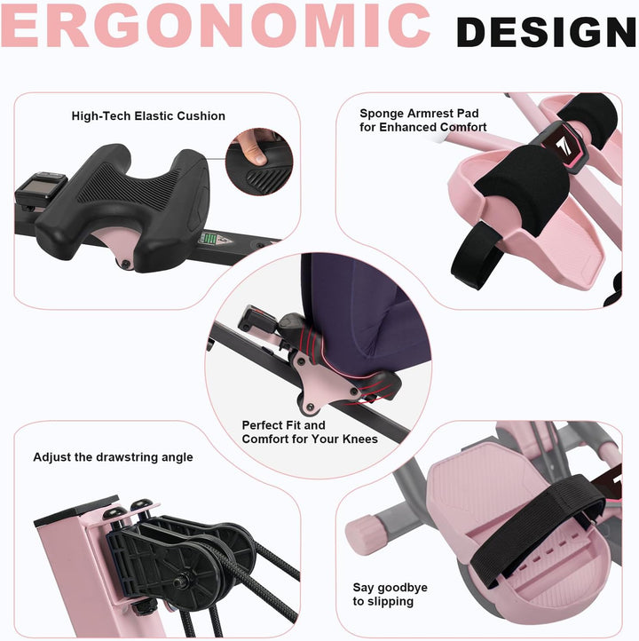 TODO 3 in 1 Rudergerät für zuhause, Multifunctionale Rudermaschine mit 2 Intensitäten Anstellbar, Ab