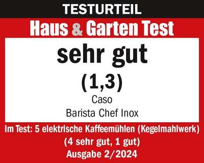 CASO BaristaChef Inox - elektrische Kaffeemühle, langlebiges Edelstahl-Kegelmahlwerk, mit Siebträger
