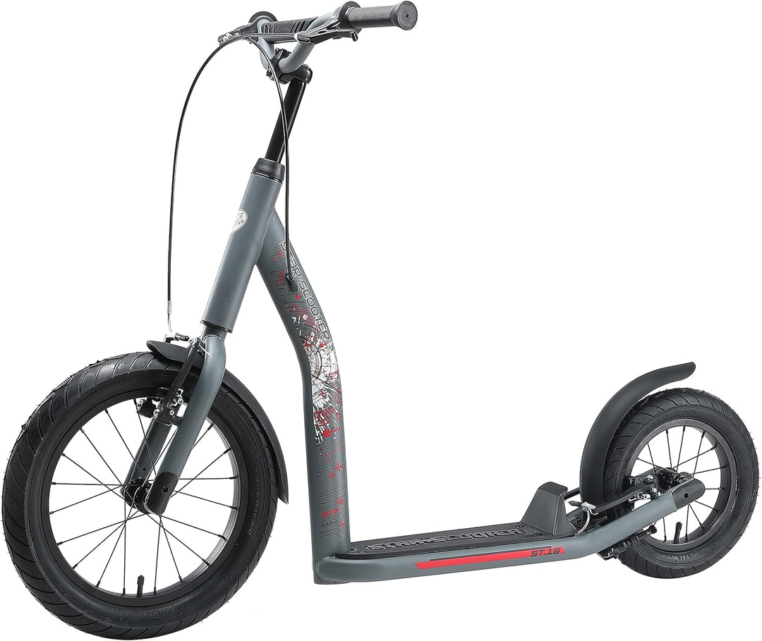 STAR SCOOTER Kinder Tret Roller ab 8 Jahre | City Kick Scooter Luftreifen Höhenverstellbar 16 Zoll N