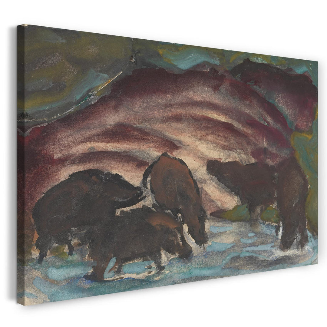 Printed Paintings Leinwand (80x60cm): Franz Marc - Wildschweine am Wasser (1910/1911) 80x60 cm, 80x6
