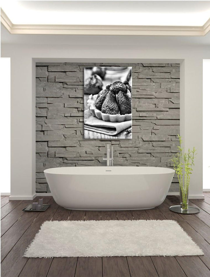 Pixxprint Schmackhaftes Erdbeertörtchen als Leinwandbild | Grösse: 100x70 cm | Wandbild | Kunstdruck