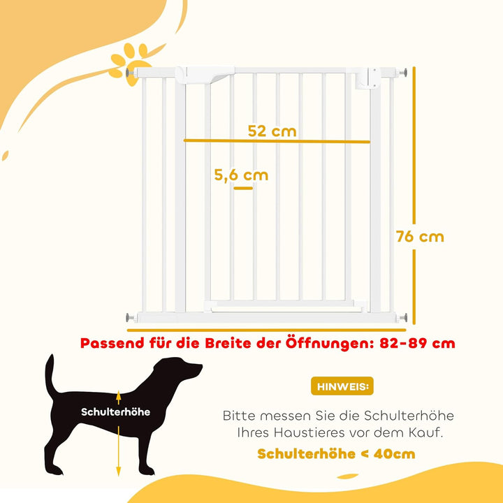 PawHut Treppenschutzgitter Absperrgitter Hund Schutzgitter ohne Bohren 76-89 x 76 cm Türschutzgitter