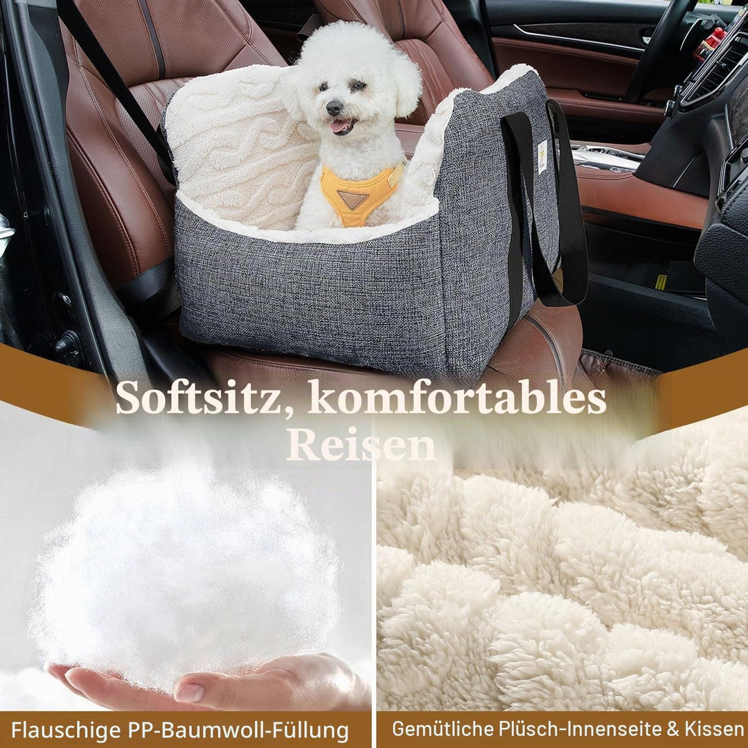 Pawaboo Hund Autositz, Hund Booster Autositz für Klein Hunde, Welpensitz für Auto mit Fest Schnalle