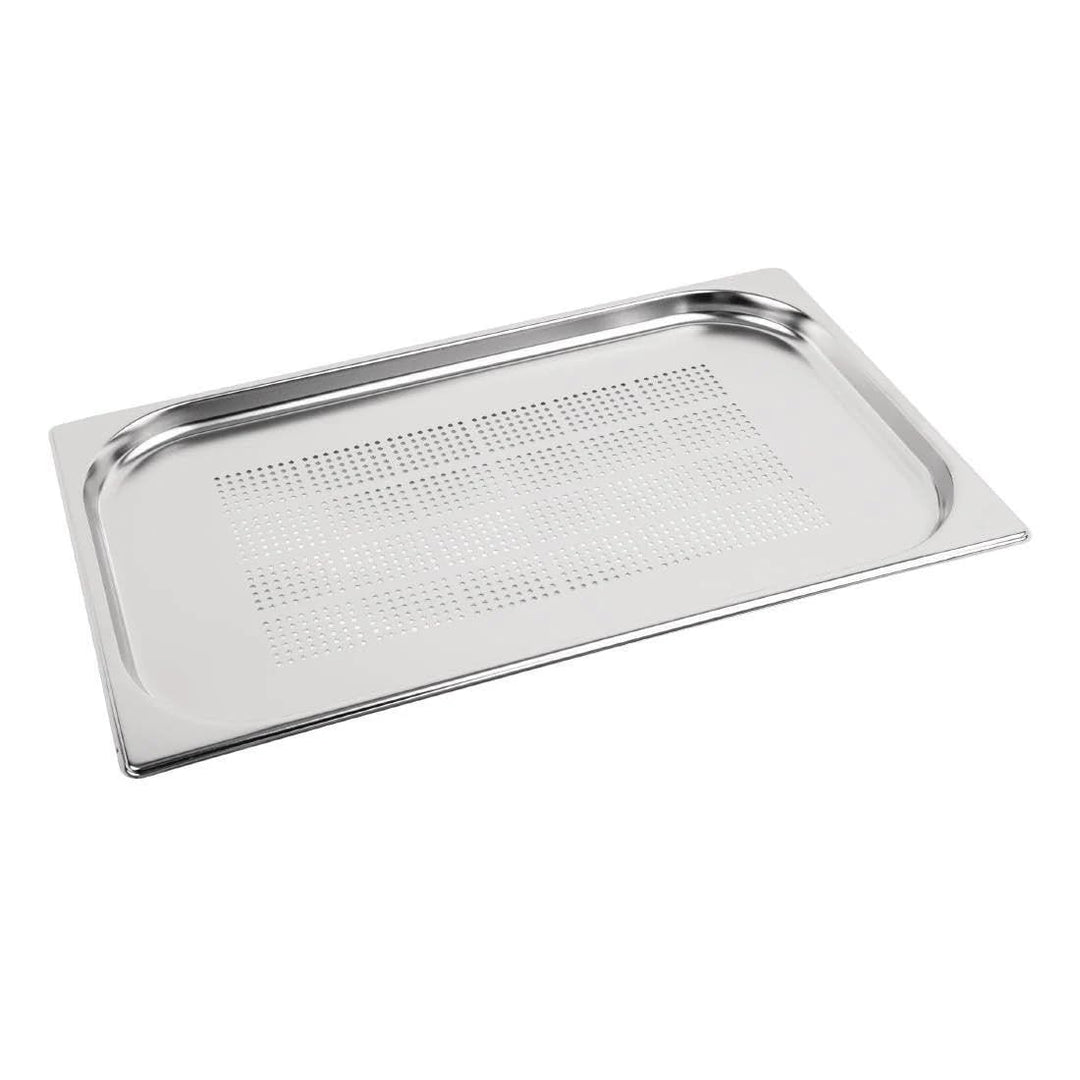 Vogue 12923 Gastronomiebehälter aus Edelstahl, Gastronorm 1/1, 20 mm tief, perforiert, silber