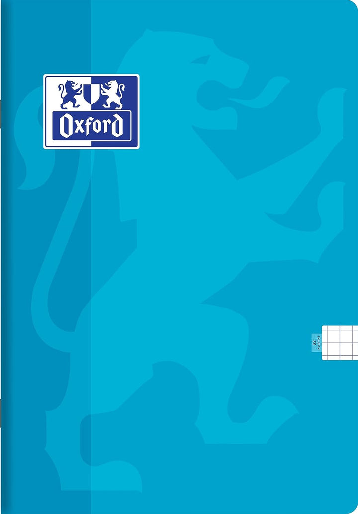 Oxford Touch Schulheft A5 Kladde 32 karierte Blätter mit Seitenrand, Optik Paper 90 g, weicher lamin