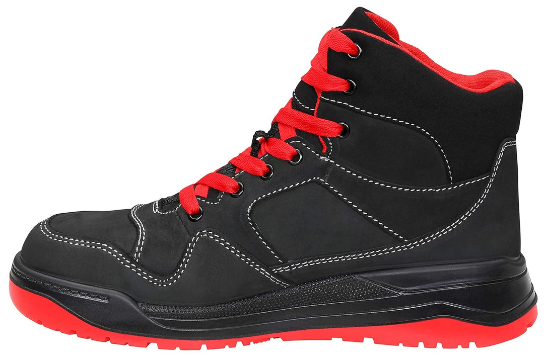 ELTEN Sicherheitsschuhe MAVERICK black-red Mid ESD S3, Damen und Herren, Leder, Stahlkappe, leicht,