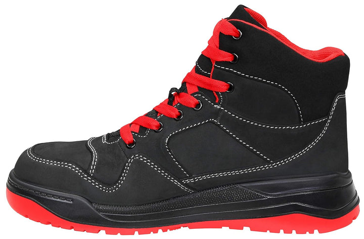 ELTEN Sicherheitsschuhe MAVERICK black-red Mid ESD S3, Damen und Herren, Leder, Stahlkappe, leicht,