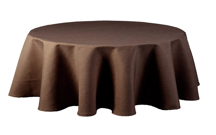 Textil Tischdecke - Leinen Optik - wasserabweisend oval (braun, oval 160x220) Braun oval 160x220, Br