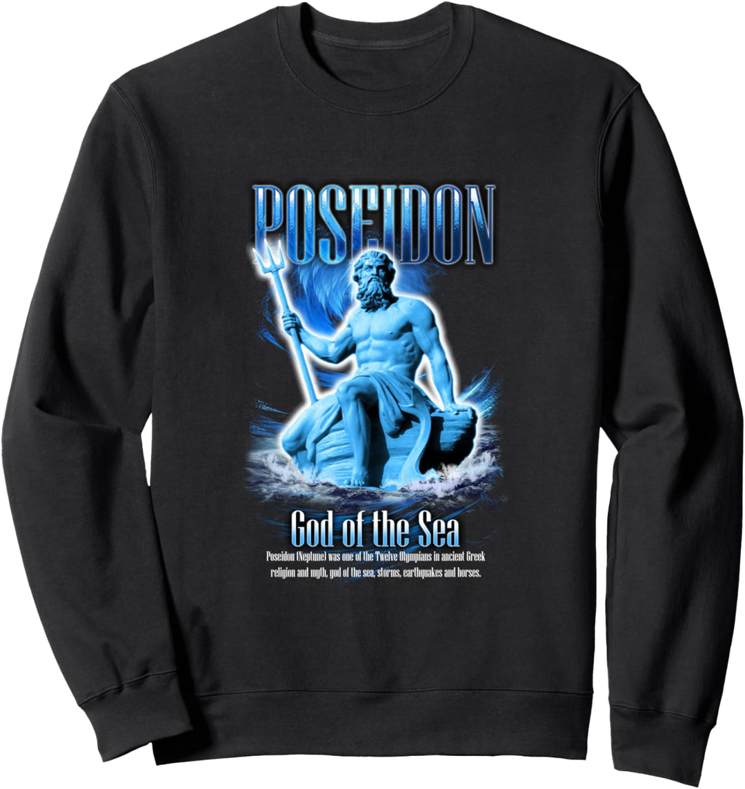Poseidon God of the Sea - Sad Aesthetic Edgy Streetwear Sweatshirt