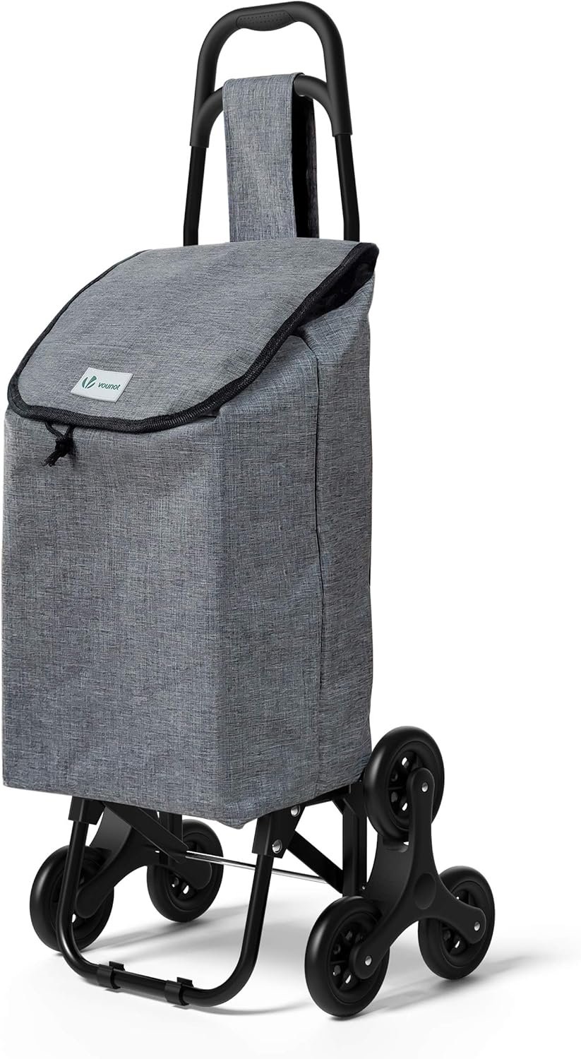 VOUNOT Einkaufstrolley Treppensteiger, Trolly Einkaufswagen Klappbar, Hackenporsche mit 3 Räder, Was