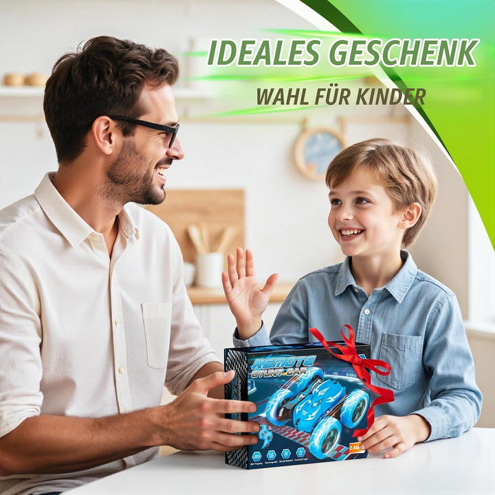 Ferngesteuertes Auto, 2,4GHz RC Auto Spielzeug ab 3-9 Jahre Junge, 360° Flip, Drehbare, LED Blinken,