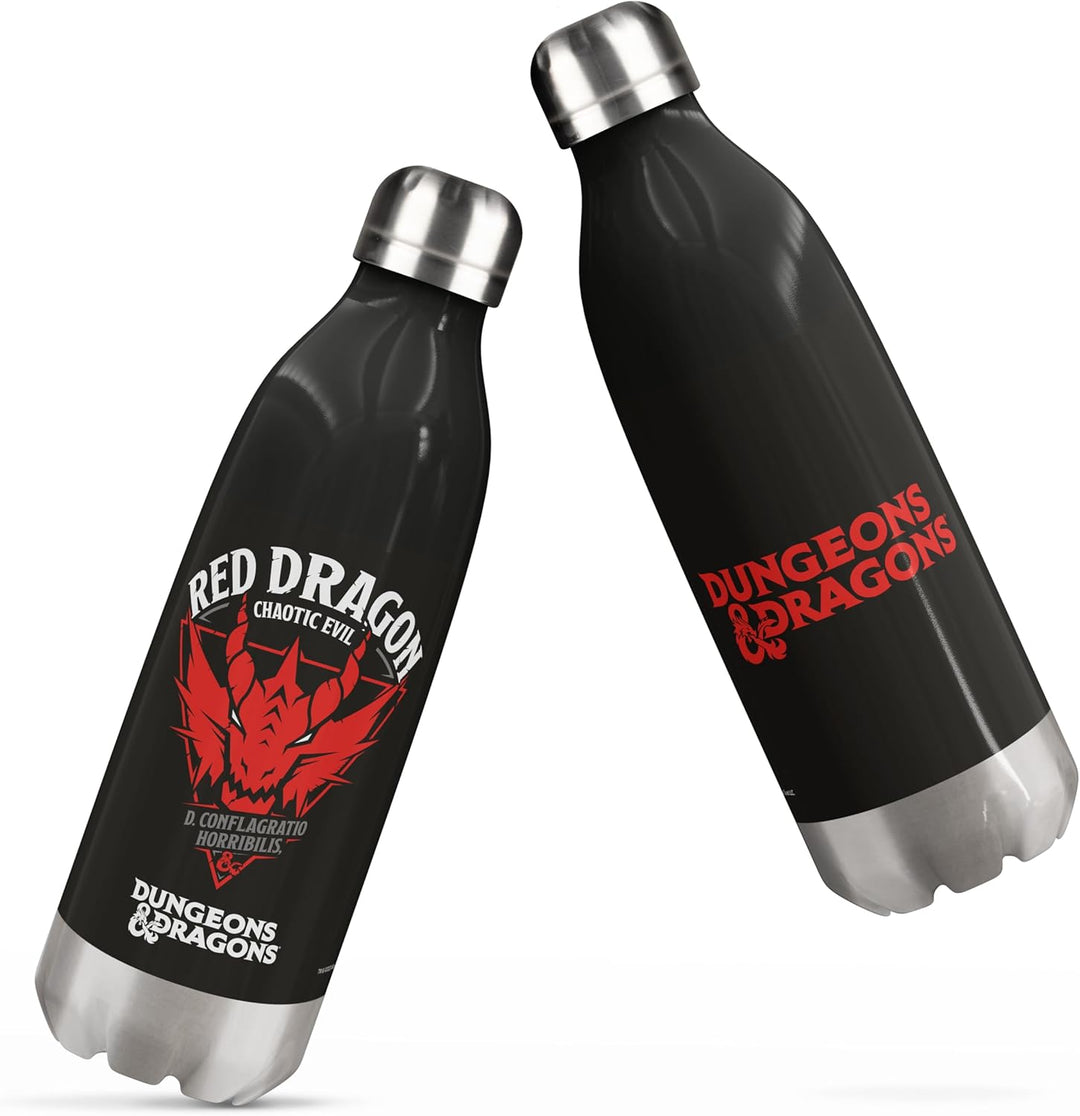 Konix Dungeons & Dragons Isolierflasche - Edelstahl - 500 ml - Motiv roter Drache - Schwarz Dungeons